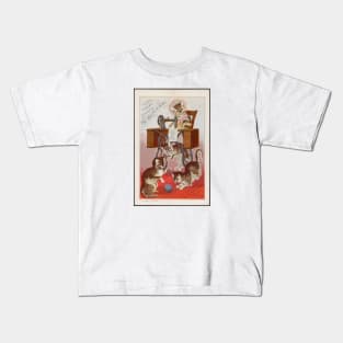 Vintage sewing machine advertisement with kittens Kids T-Shirt